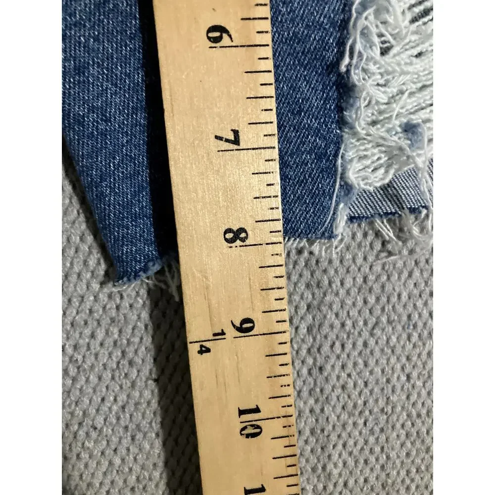 Cello Denim Jean Shorts Womens‎ Large Blue Ripped Distressed Button Fly Grunge